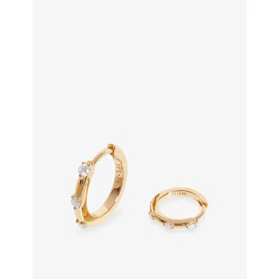 Missoma Studded 9ct Yellow Gold And 0.09ct Diamond Huggies Earrings