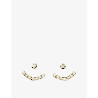 Missoma Tennis Ear 18ct Gold Plated Brass And Cubic Zirconia Jacket Stud Earrings In Metallic