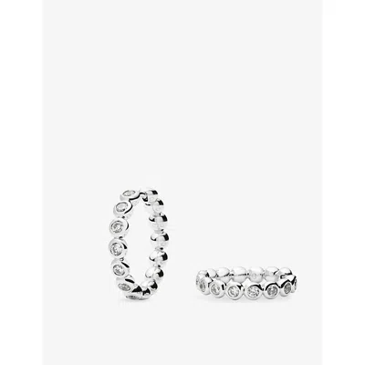 Missoma Tennis Medium Silver Plated Brass And Cubic Zirconia Hoop Earrings In Metallic
