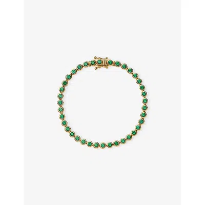 Missoma Tennis Round 18ct Gold-plated Brass And Emerald Bracelet