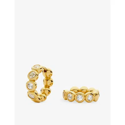 Missoma Womens Tennis 18ct Yellow-gold Vermeil Plated Sterling Silver And Cubic Zirconia Small Hoop Earrings