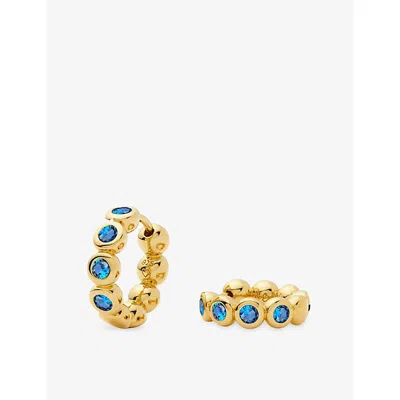Missoma Tennis Small 18ct Yellow Gold Plated Brass And Sapphire Blue Nano-crystal Hoop Earrings