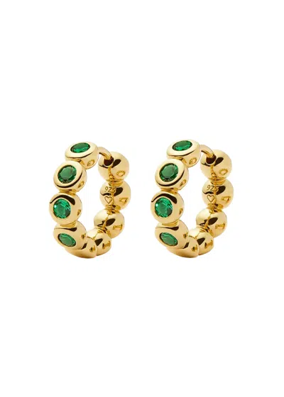 Missoma Tennis Small Hoop Earrings In Green