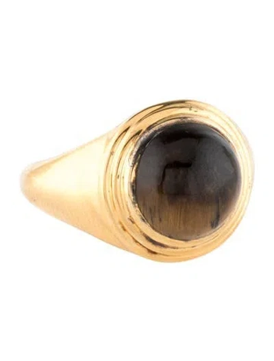 Pre-owned Missoma Tiger's Eye Quartz Sphere Ridge Ring In Multicolor