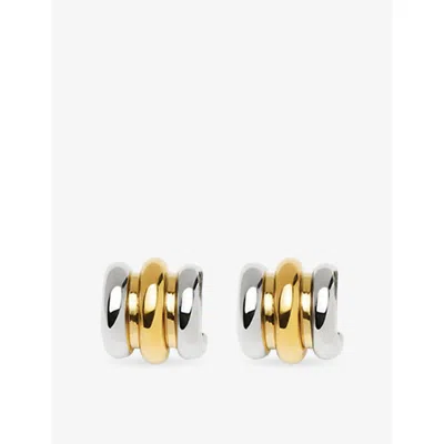 Missoma Triple Ridge Oversized 18ct Gold And Platinum Pvd-plated Stainless-steel Hoop Earrings Mixed