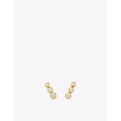 Missoma Triple Stone 18ct Gold Vermeil And Cubic Zirconia Stud Earrings