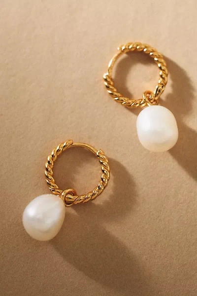 Missoma Twisted Pearl Small Drop Hoop Earrings