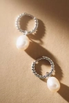 Missoma Twisted Pearl Small Drop Hoop Earrings In Silver