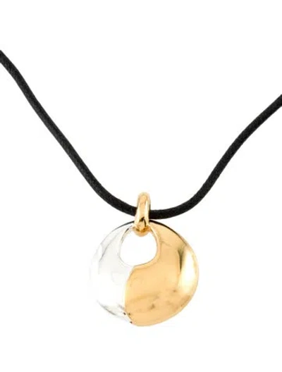Pre-owned Missoma Two-tone Sculptural Pebble Pendant Necklace, 31.5" In Multi