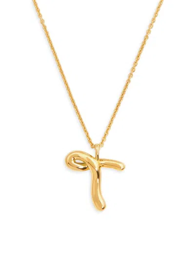 Missoma Women's 18k-yellow-gold Vermeil Curly Molten Initial Pendant Necklace In Orange