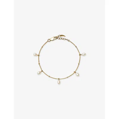 Missoma Womens Baya 18ct Yellow Gold Vermeil And Baroque Pearl Charm Bracelet