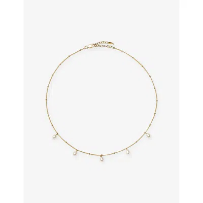 Missoma Womens Baya 18ct Yellow Gold Vermeil And Baroque Pearl Pendant Choker Necklace