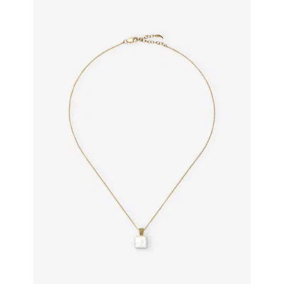 Missoma Womens Baya Square 18ct Yellow Gold Vermeil And Freshwater Pearl Pendant Necklace