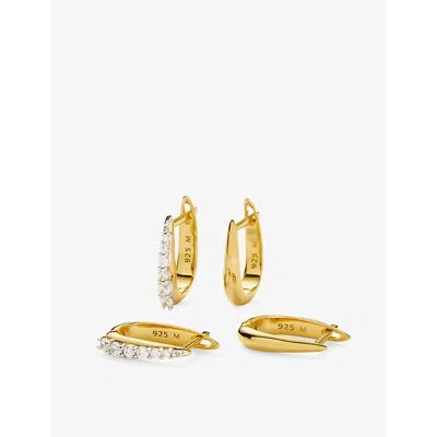 Missoma Womens Claw Huggies 18ct Yellow Gold-plated Vermeil Sterling-silver And Zirconia Earring Set
