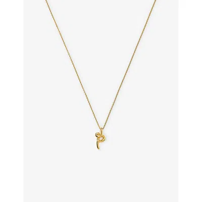 Missoma Womens Gold P Curly Molten Mini Initial 18ct Yellow-gold Vermeil Necklace