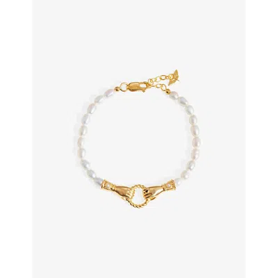 Missoma Womens Gold Harris Reed X Good Hands Pearl 18ct Recycled Gold-plated Brass Bracelet