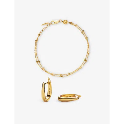Missoma Womens 18ct Yellow Gold-plated Vermeil 925 Sterling-silver Huggie Earrings And Bracelet Set - 2 Item