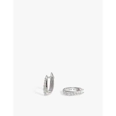 Missoma Womens Claw 925 Sterling Silver And Cubic Zirconia Huggie Earrings