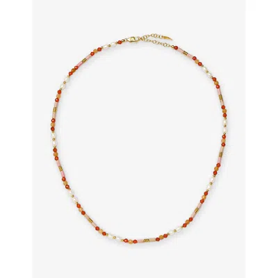 Missoma Womens Gemstone 18ct Yellow-gold Plated Brass And Pearl Beaded Necklace