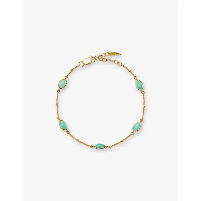 Missoma Womens Magma 18ct Yellow Gold Vermeil And Malachite Charm Bracelet