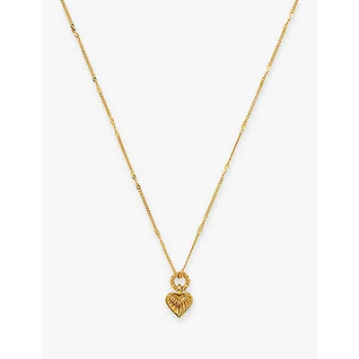 Missoma Womens Mini Ridge Heart 18ct Yellow Gold-plated Brass Pendant Necklace