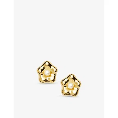 Missoma Womens Pearl Flower 18ct Yellow Gold Vermeil Stud Earrings