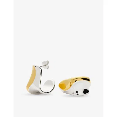Missoma Womens Mixed Sculptural Molten 18ct Yellow Gold-plated And Rhodium-plated Brass Hoop Earrings