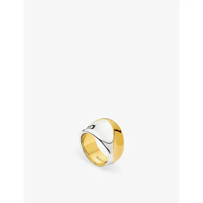 Missoma Womens Mixed Sculptural Molten 18ct Yellow Gold-plated And Rhodium-plated Brass Ring