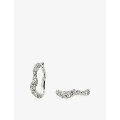 Missoma Womens Molten Snow Small Rhodium-plated Sterling-silver And Zirconia Hoop Earrings In Green