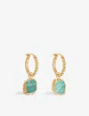 Missoma Pyramid Mini 18ct Yellow Gold-plated Vermeil And Amazonite Charm Hoop Earrings In Gold