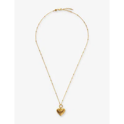 Missoma Womens Gold Ridge Heart 18ct Yellow Gold-plated Brass Pendant Necklace