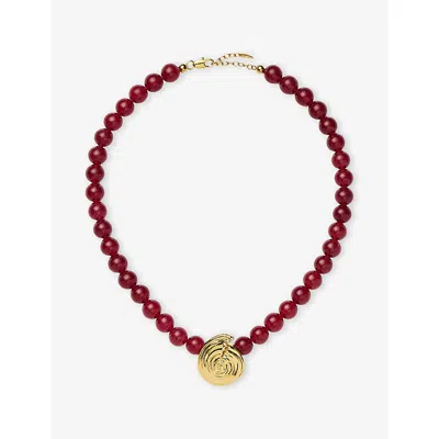 Missoma Womens Spiral Gemstone 18ct Yellow Gold-plated Brass And Crystal Quartz&nbsp; Beaded Pendant Necklac