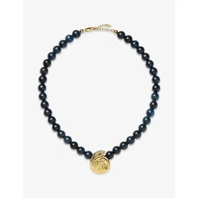 Missoma Womens Spiral Gemstone 18ct Yellow Gold-plated Brass And Crystal Quartz  Beaded Pendant Necklace