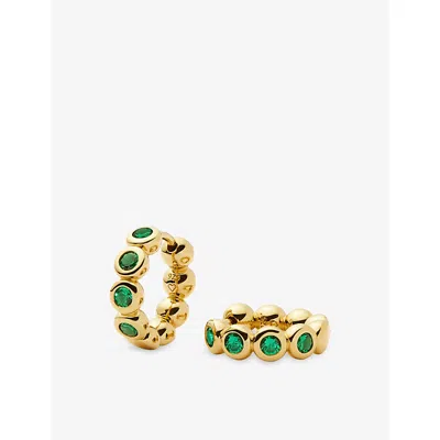 Missoma Womens Tennis 18ct Yellow Gold Vermeil And Emerald-green Nano-crystal Small Hoop Earrings