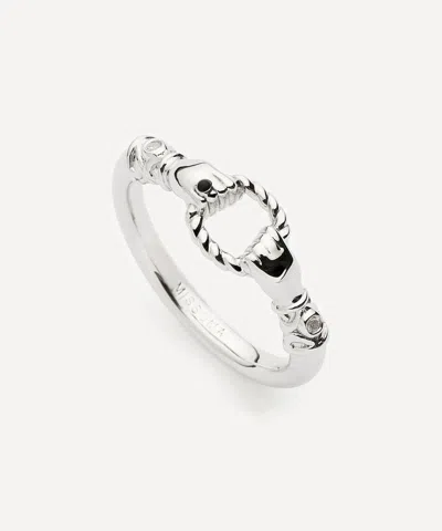 Missoma X Harris Reed Rhodium-plated In Good Hands Stacking Ring