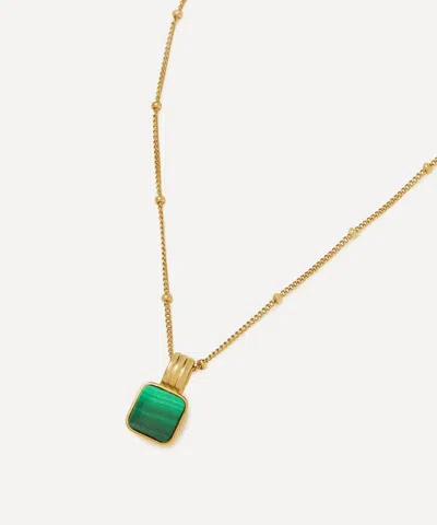Missoma X Lucy Williams 18ct Gold-plated Vermeil Silver Square Malachite Pendant Necklace