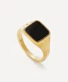 Missoma X Lucy Williams Gold-plated Vermeil Silver Black Square Signet Ring In Gold