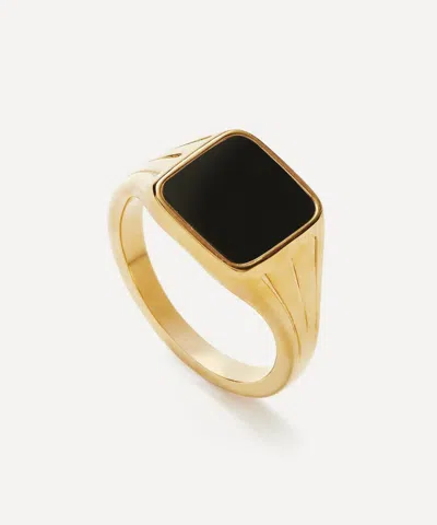 Missoma X Lucy Williams Gold-plated Vermeil Silver Black Square Signet Ring