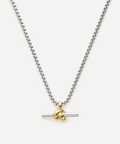 Missoma X Lucy Williams Mixed Metal Chunky Knot T-bar Pendant Necklace In Multi