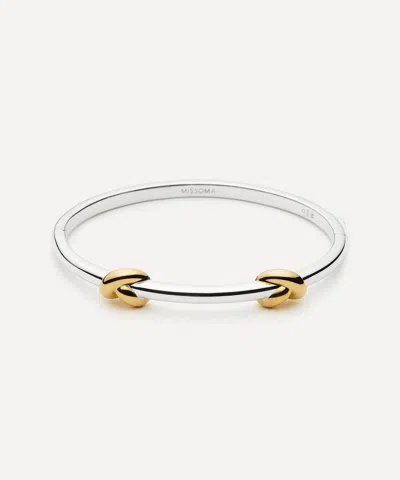 Missoma X Lucy Williams Mixed Metal Knot Hinged Bangle Bracelet In Metallic