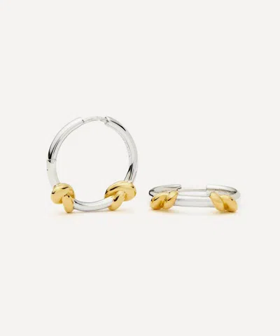 Missoma X Lucy Williams Mixed Metal Knot Small Hoop Earrings In Metallic