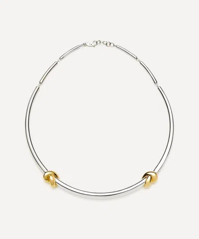 Missoma X Lucy Williams Mixed Metal Knot Torque Necklace In Metallic