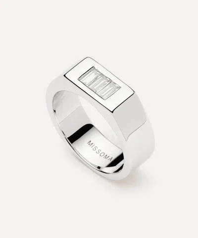 Missoma X Lucy Williams Rhodium-plated Triple Stone Chunky Ring In Metallic