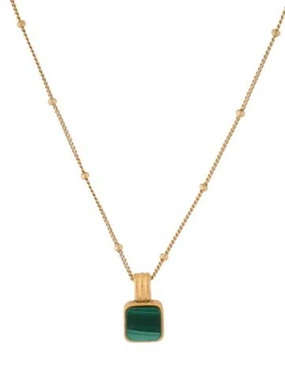 Pre-owned Missoma X Lucy Williams Square Malachite Necklace, 18" In Multicolor