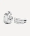 Missoma X Savi Rhodium-plated Triple Ridge Hoop Earrings