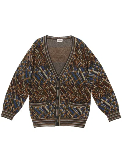 Pre-owned Missoni 1980s Abstract-knit Cardigan In Brown