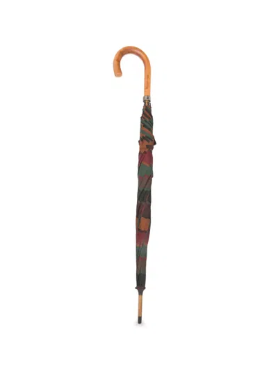 Pre-owned Missoni 1980s Check Curved -handle Umbrella In Green