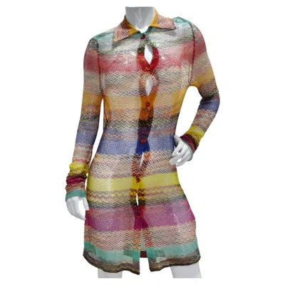 Pre-owned Missoni 1980s Multicolor Knit Button-up Cardigan In Brown