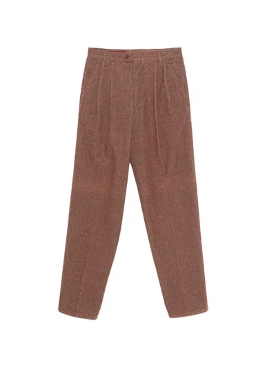Pre-owned Missoni 1980s Pleated Cotton Trousers In Brown