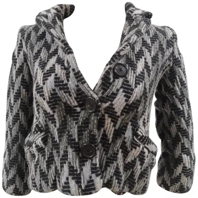 Pre-owned Missoni 1990s Grey Multicolored Wool Jacket Size 46 Fits Like 42 In Gray